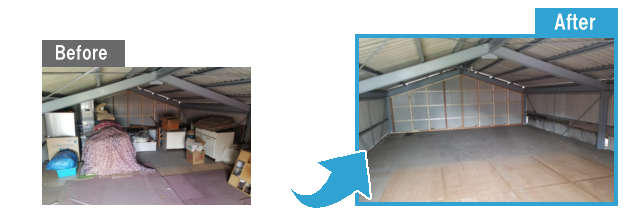 倉庫内の不用品片付け